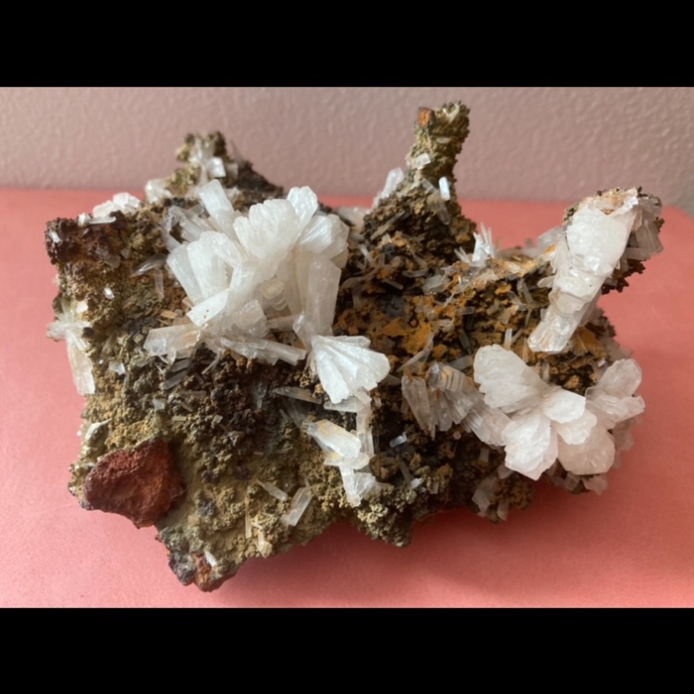 Hemimorphite Crystal Cluster On Limonite